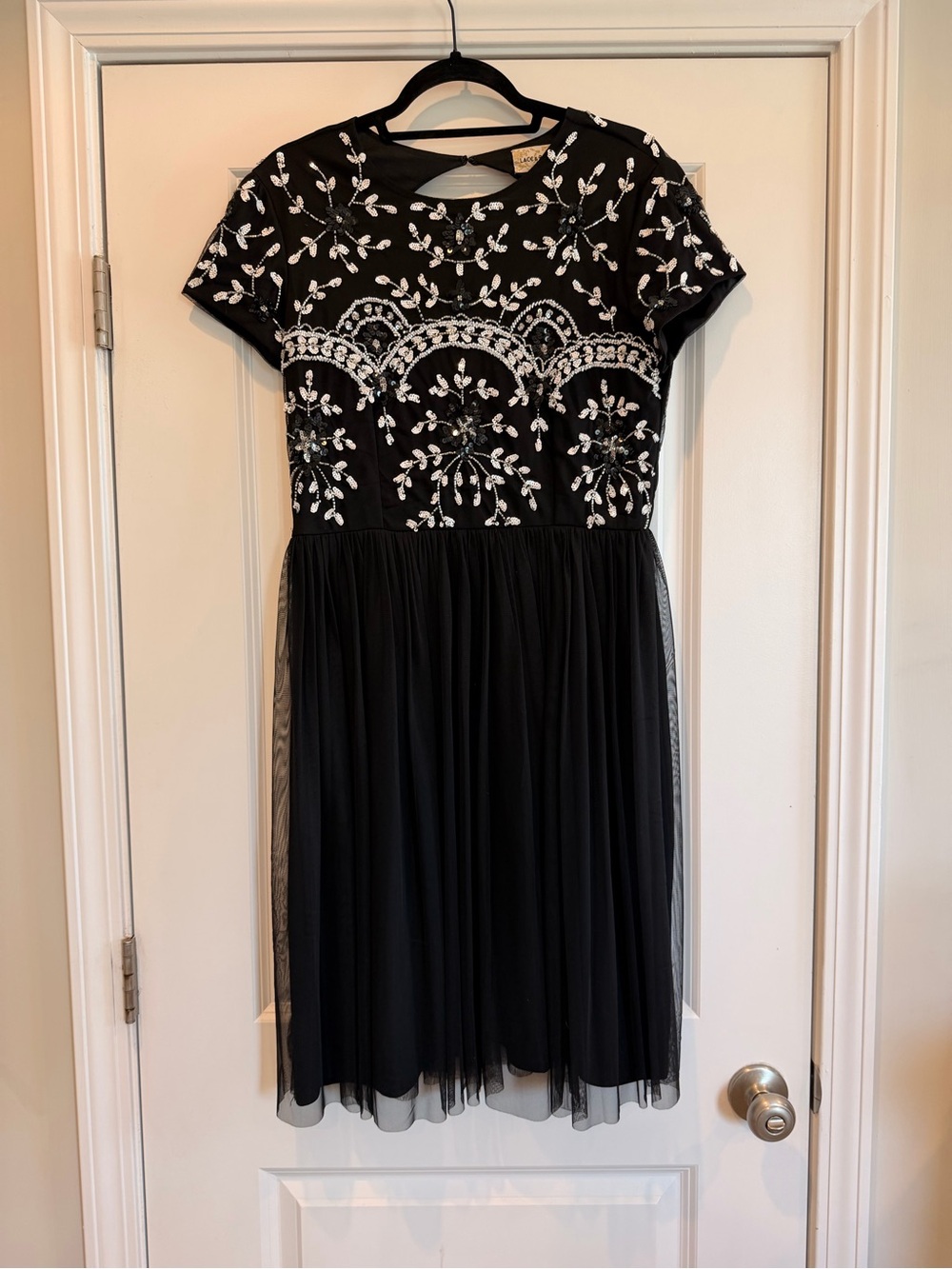 Vintage 90’s Black Embroidered Tulle Dress